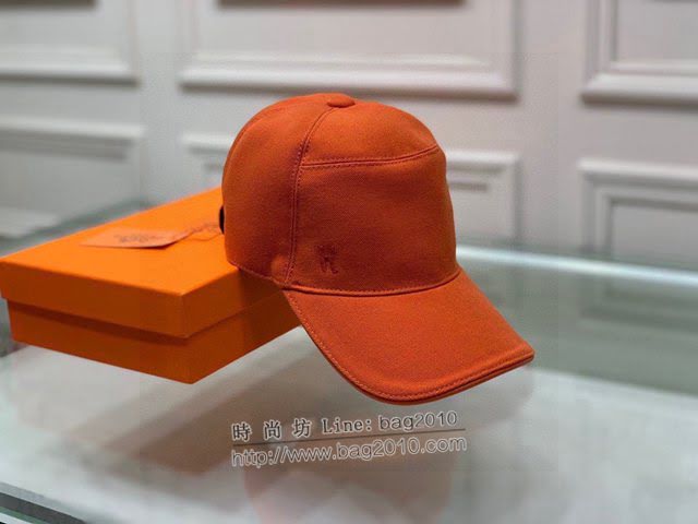Hermes男女同款帽子 愛馬仕經典H橙色棒球帽鴨舌帽  mm1355